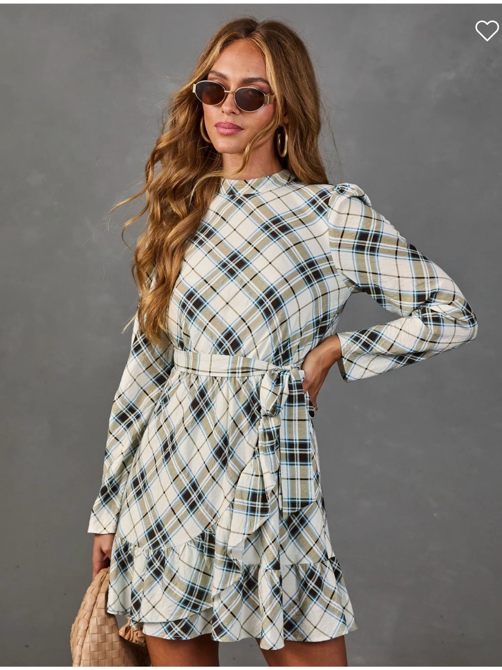 VICI Afternoon Calling Plaid Waist Tie Mini Dress
